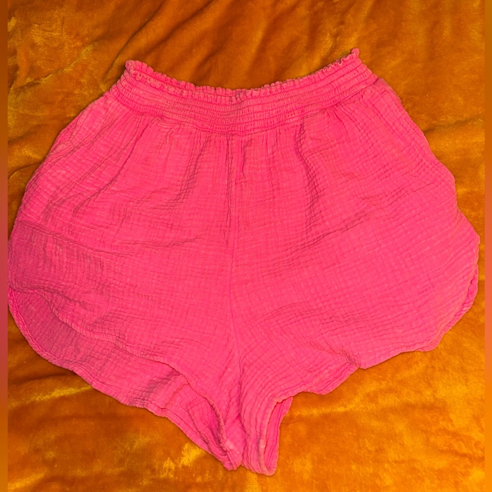 Aerie Pink Smocked Shorts